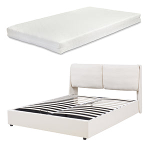 Lit double Lunner avec matelas à mousse froid [en.casa]