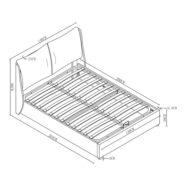 Lit double Lunner avec matelas à mousse froid [en.casa]
