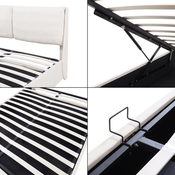 Lit double Lunner avec matelas à mousse froid [en.casa]