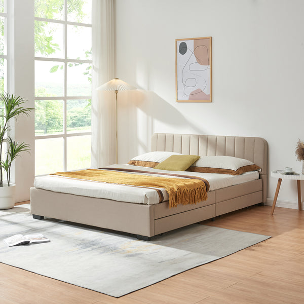 Bed Nofrenna bedframe met bedbodem en 4 bedlades [en.casa] 