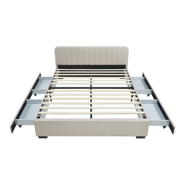 Bed Nofrenna bedframe met bedbodem en 4 bedlades [en.casa] 