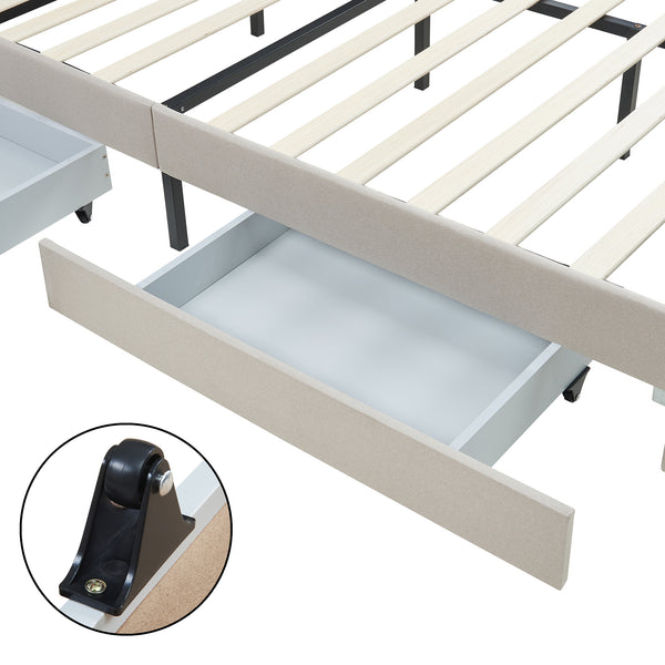 Bed Nofrenna bedframe met bedbodem en 4 bedlades [en.casa] 