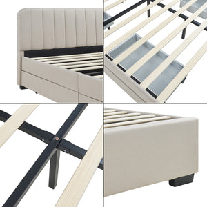 Bed Nofrenna bedframe met bedbodem en 4 bedlades [en.casa] 