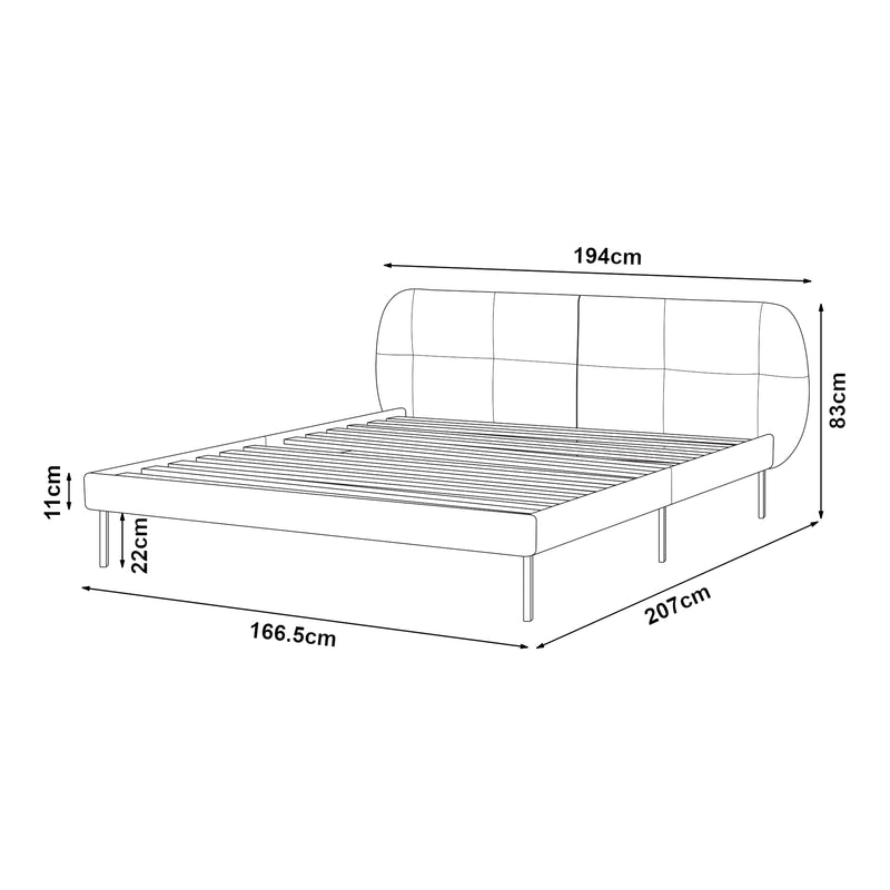 Maatschets Gestoffeerd bed Porvoo met bedbodem [en.casa]