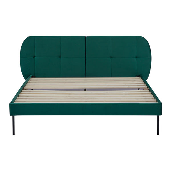 Lit capitonné Porvoo avec matelas à mousse froid [en.casa]