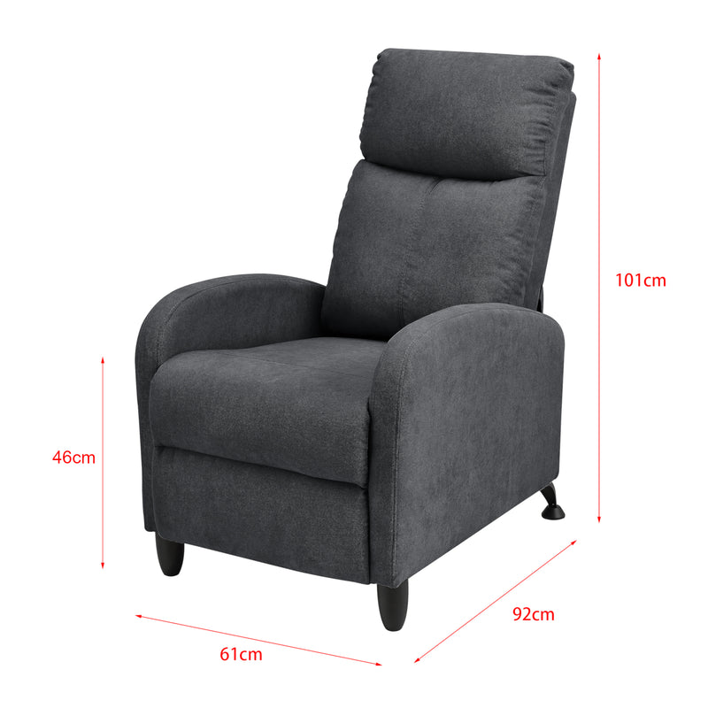 Croquis coté Fauteuil Relaxant Bregenz Inclinable et Repose-Pieds [en.casa]