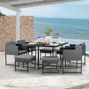 Salon de Jardin pour 8 Personnes Tarragona avec Coussins plusieurs couleurs [en.casa]