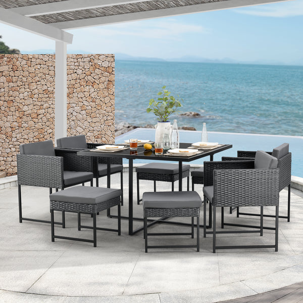 Salon de Jardin pour 8 Personnes Tarragona avec Coussins plusieurs couleurs [en.casa]