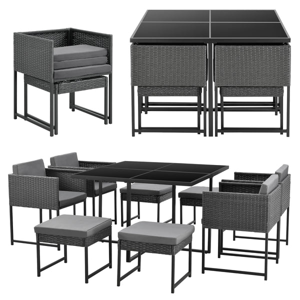 Salon de Jardin pour 8 Personnes Tarragona avec Coussins plusieurs couleurs [en.casa]