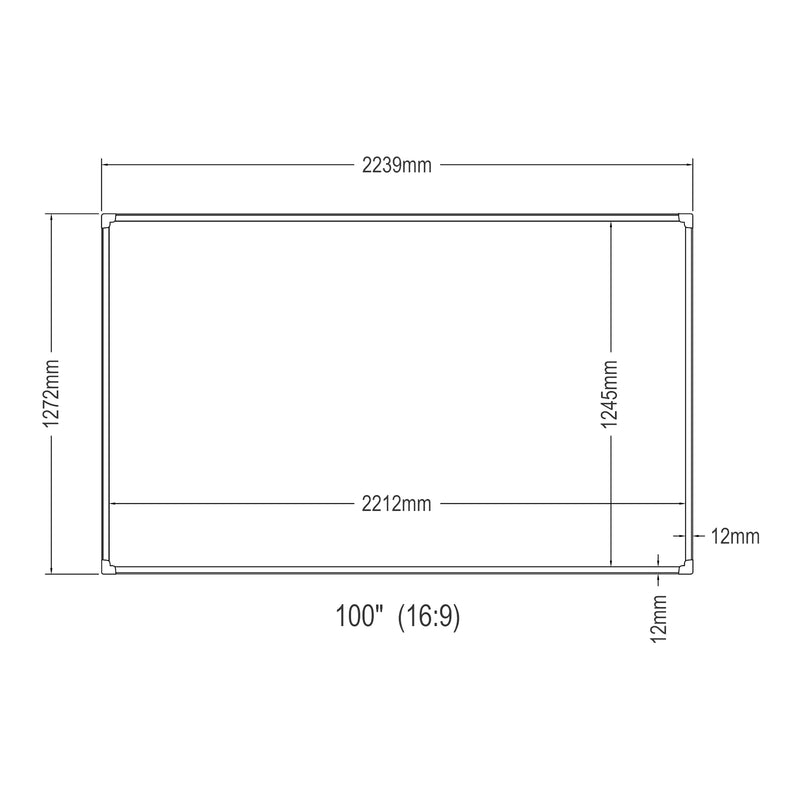 Croquis coté Écran de projection mural Väkhoga Full HD 4K 8K HDR [en.casa]