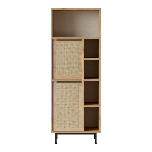 Keukenkast Kvænangen eikenkleurig rotan look en zwart [en.casa]