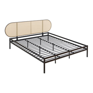 Metalen bed Linköping zwart en rotan look [en.casa]