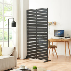 Indoor scheidingswand Trolu staal 200x100x50 cm zwart [casa.pro] - premiumXL