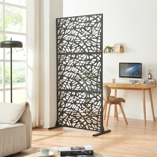Indoor Trennwand Poskind Stahl 200x100x50 cm Zwart [casa.pro] - premiumXL