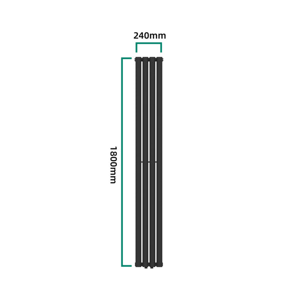 [neu.haus] Designradiator Nore 180x24x5,6 cm zwart