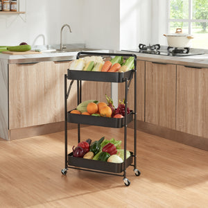 [en.casa] Keukentrolley Vörå 88x45x30 cm zwart