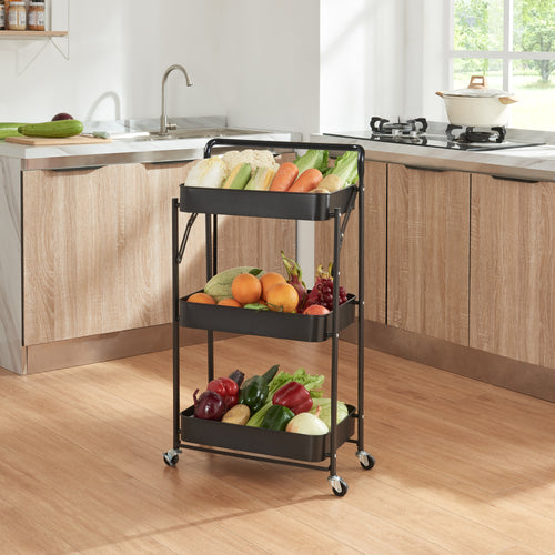 [en.casa] Keukentrolley Vörå 88x45x30 cm zwart