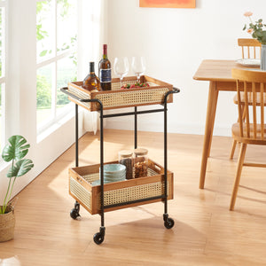 Chariot de service Tervola 81x61x39 cm aspect rotin [en.casa] - premiumXL