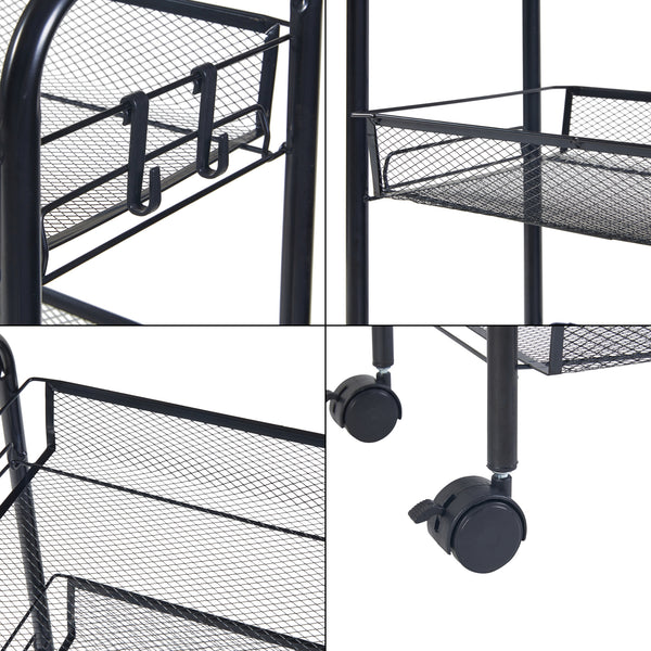 [en.casa] Keukentrolley Tromsø serveerwagen met opbergmanden zwart - 3 varianten