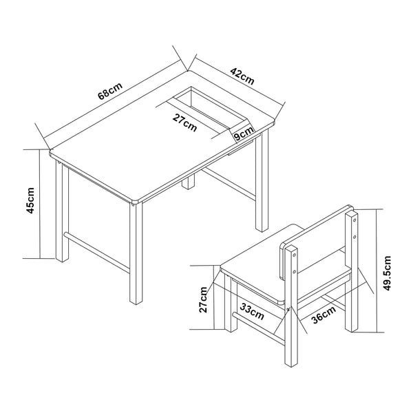Ensemble de bureau et chaise pour enfants Skjåk [en.casa]