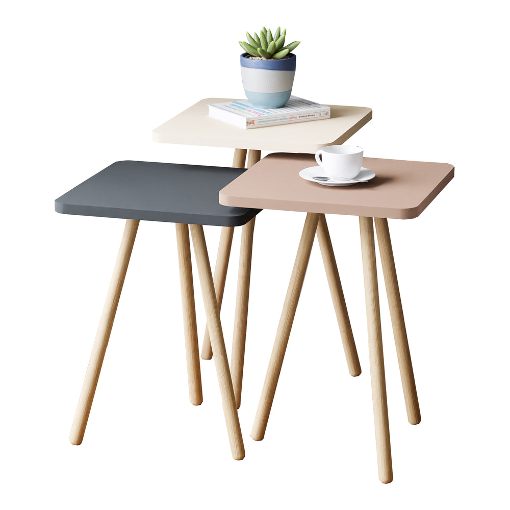 Table d’appoint Hobro en lot de 3, carré 49x34x34 cm [en.casa] - premiumXL