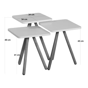 Set de 3 tables d'appoint Hobro carrées trépied [en.casa]