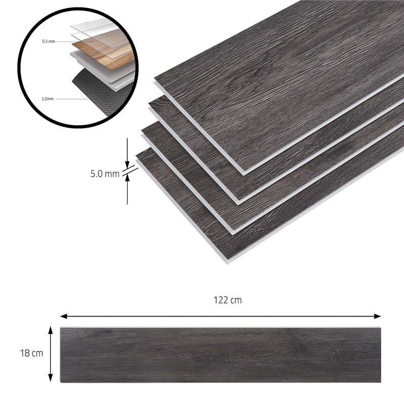 Croquis coté Lot de planches vinyle SPC Okapirg 5 mm NEU.HOLZ