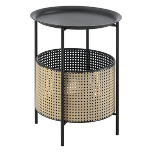 Table Basse Stylée à Plateau Amovible Panier Amovible Table d'appoint Multi-usages pour Bureau Salon Métal Noir Sable [en.casa]