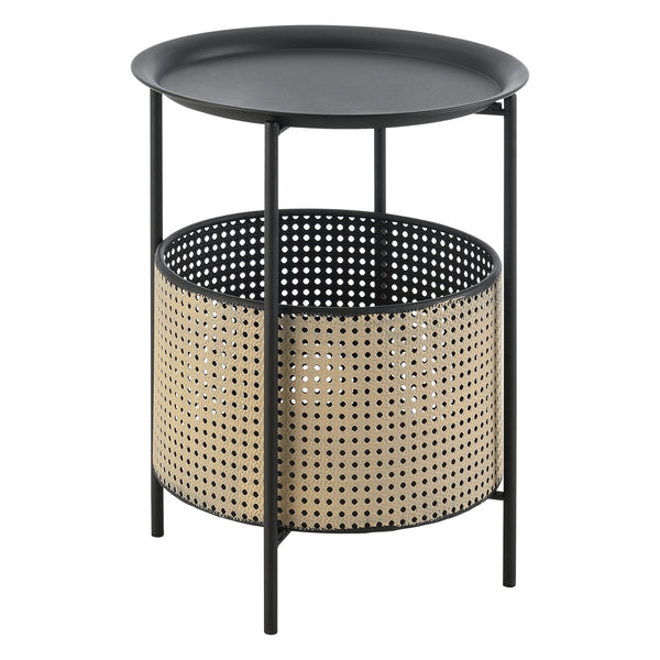 Table Basse Stylée à Plateau Amovible Panier Amovible Table d'appoint Multi-usages pour Bureau Salon Métal Noir Sable [en.casa]