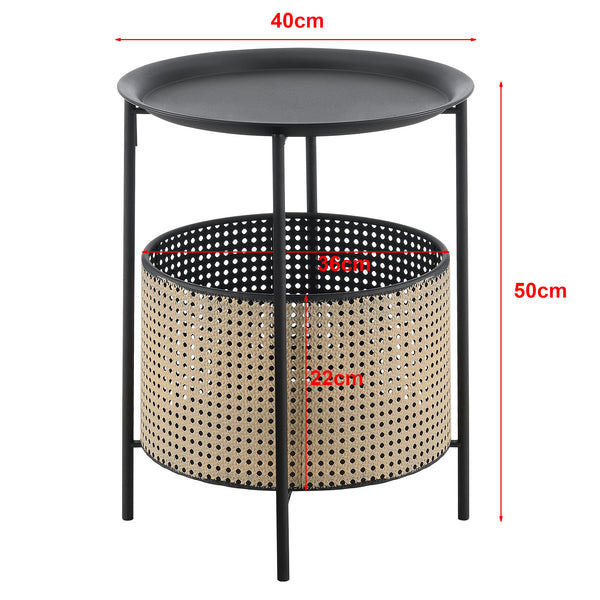 Bijzettafel Beaumont rond zwart en zandkleurig - 2 varianten