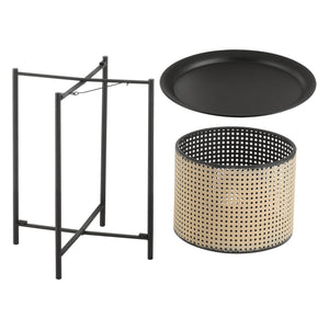 Table Basse Stylée à Plateau Amovible Panier Amovible Table d'appoint Multi-usages pour Bureau Salon Métal Noir Sable [en.casa]
