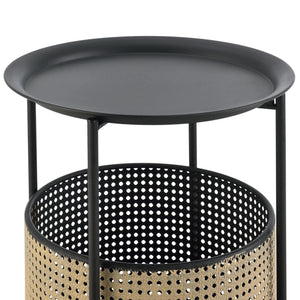 Bijzettafel Beaumont rond zwart en zandkleurig - 2 varianten