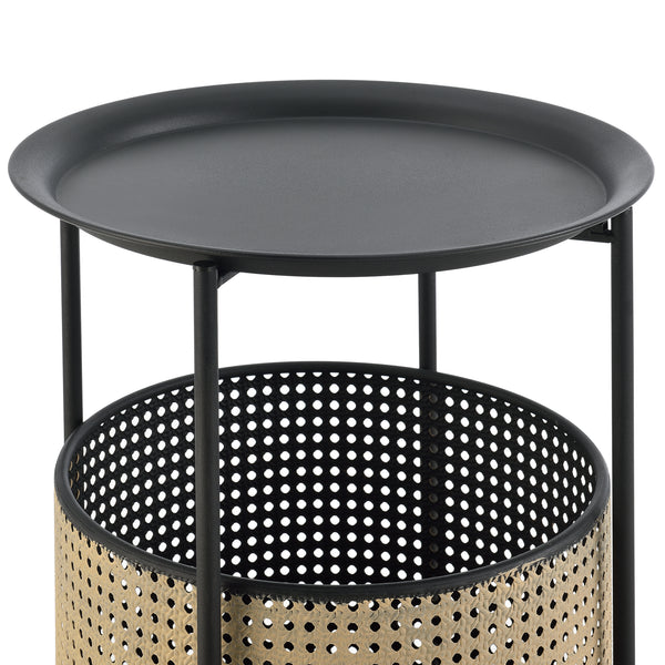 Bijzettafel Beaumont rond zwart en zandkleurig - 2 varianten
