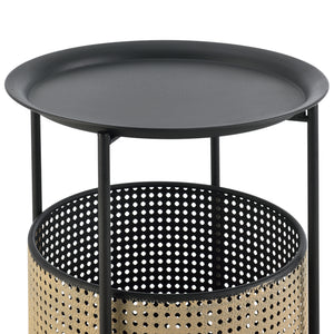 Table Basse Stylée à Plateau Amovible Panier Amovible Table d'appoint Multi-usages pour Bureau Salon Métal Noir Sable [en.casa]