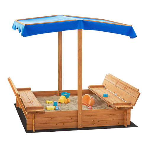Bac à sable Kellenhusen en bois 120 x 120 x 120 cm [en.casa]