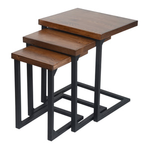 Table d’appoint Rørvig en lot de 3 en bois de pin, teinté [en.casa] - premiumXL