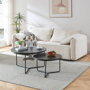 Table d’appoint Poxdorf 2 pièces aspect marbre, noir [en.casa] - premiumXL