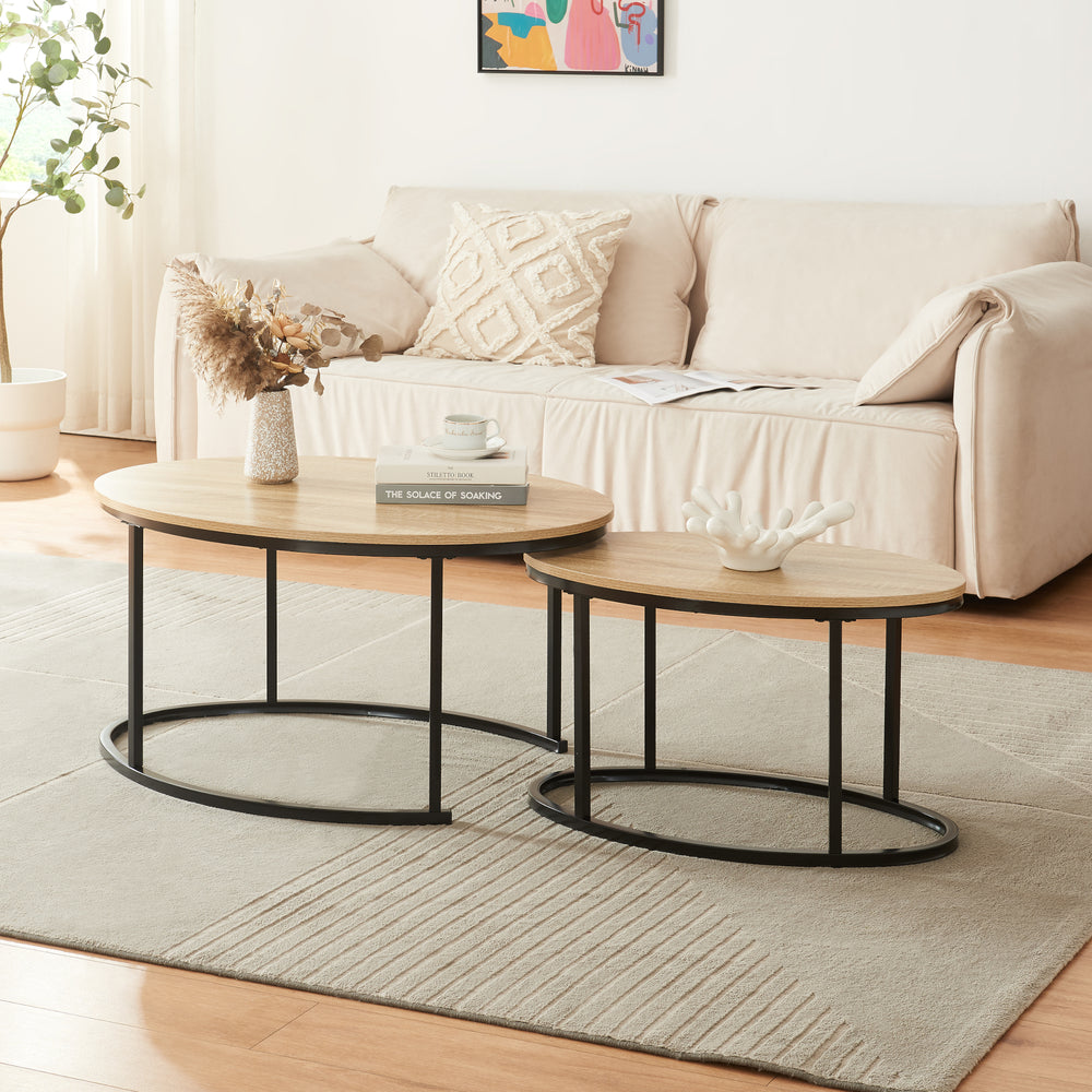 Table d’appoint Pays-Bas lot de 2 Noir/Chêne [en.casa] - premiumXL