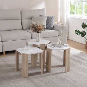Satztisch Rantasalmi 3-delig Set Wit/Eiken - Look [en.casa] - premiumXL