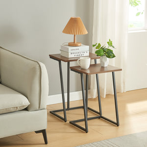 Lot de 2 tables basses gigognes Salem acier panneau de particules [en.casa]