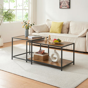 Table d’appoint Kurghore 2 pièces Noir/Aspect chêne foncé [en.casa] - premiumXL