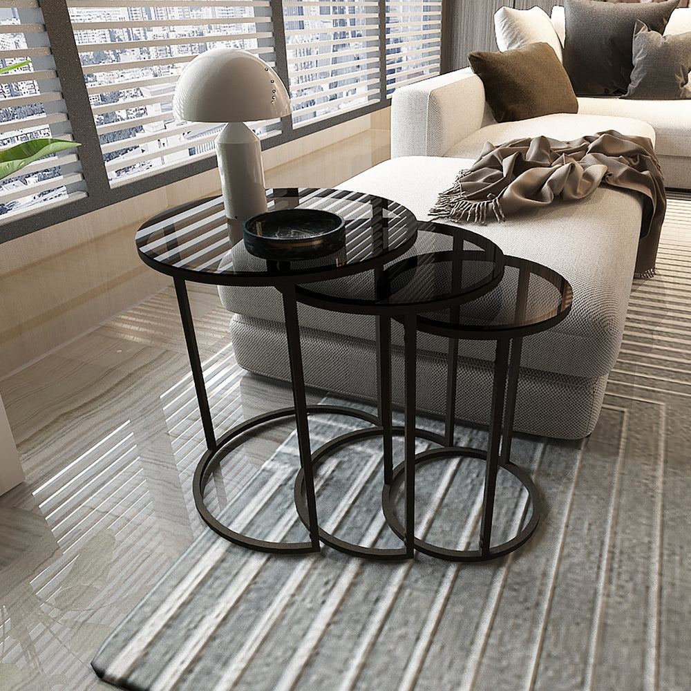 Table gigogne Kyyjärvi en lot de 3, différentes couleurs [en.casa] - premiumXL