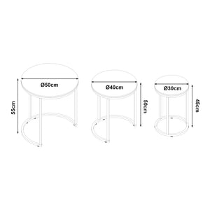 Set de 3 tables d'appoint Bornholm rondes gigognes [en.casa]