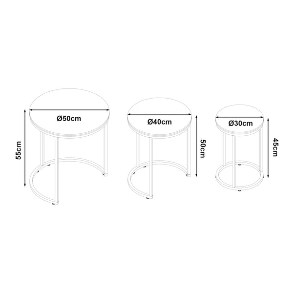 Set de 3 tables d'appoint Bornholm rondes gigognes [en.casa]