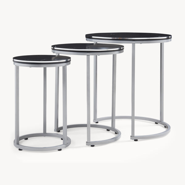 Set de 3 tables d'appoint Bornholm rondes gigognes [en.casa]