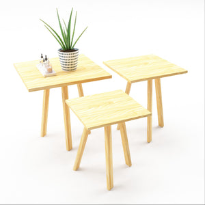 Lot de 3 tables basses gigognes Masku bois de pin 40 - 50 x 30 x 30 cm [en.casa]