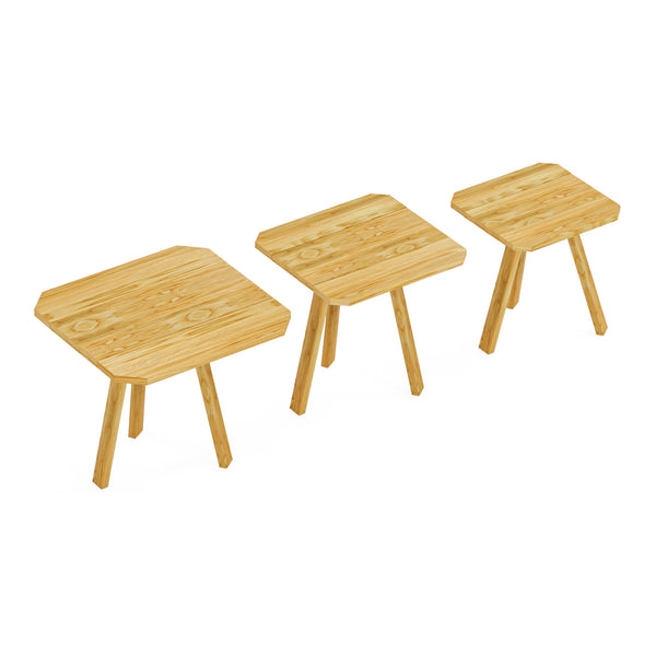Lot de 3 tables basses gigognes Masku bois de pin 40 - 50 x 30 x 30 cm [en.casa]