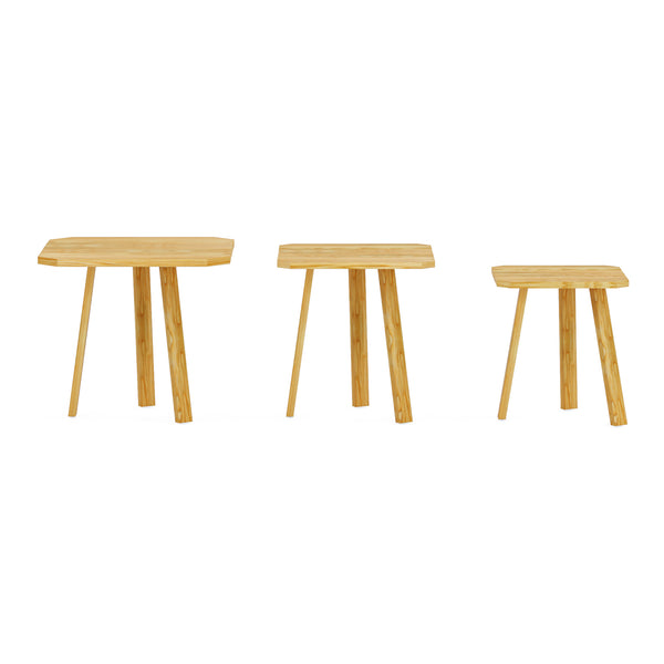 Lot de 3 tables basses gigognes Masku bois de pin 40 - 50 x 30 x 30 cm [en.casa]