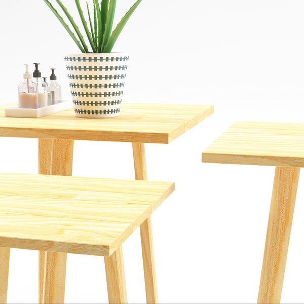 Lot de 3 tables basses gigognes Masku bois de pin 40 - 50 x 30 x 30 cm [en.casa]