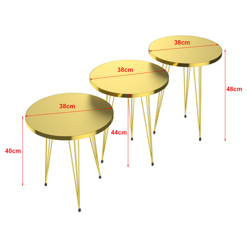 Croquis coté Set de 3 tables d'appoint Skibby rondes gigognes [en.casa]